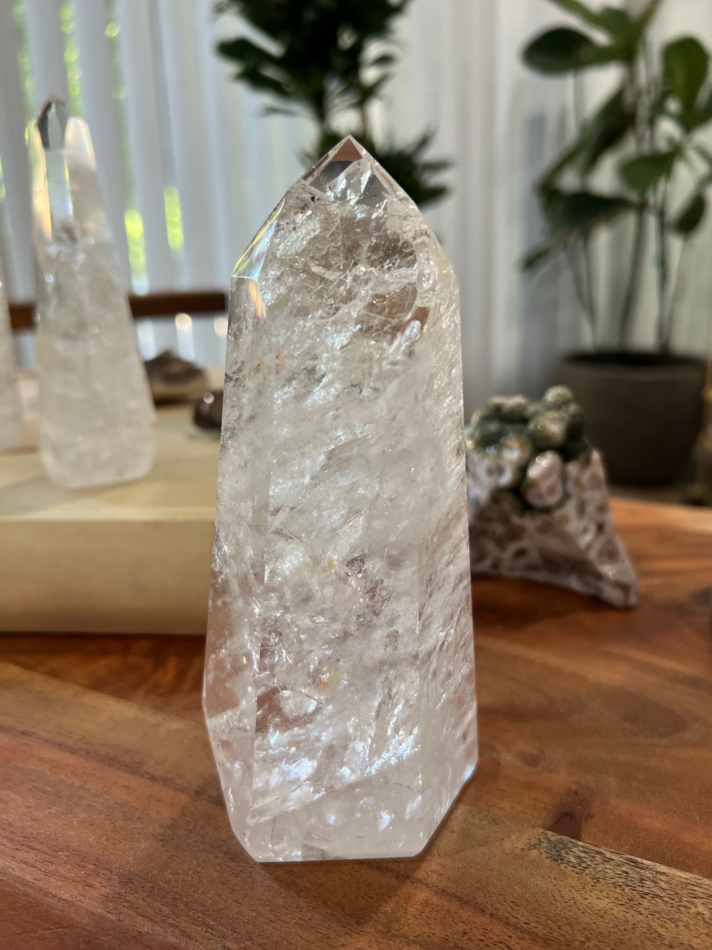 Clear Quartz Tower w rainbows