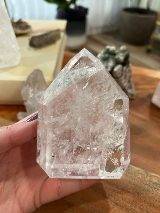 Clear Quartz Tower with rainbows