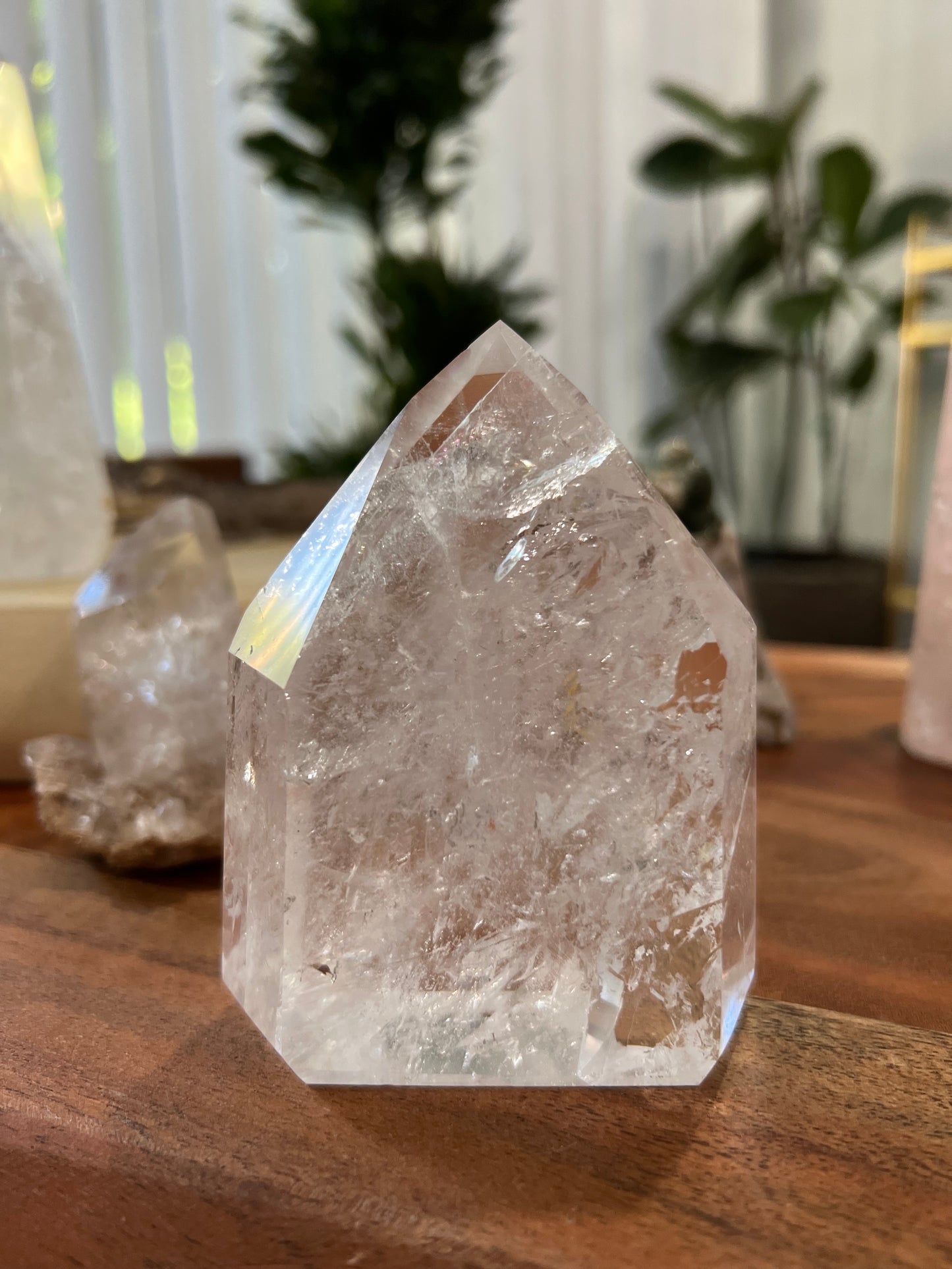 Clear Quartz Tower with rainbows